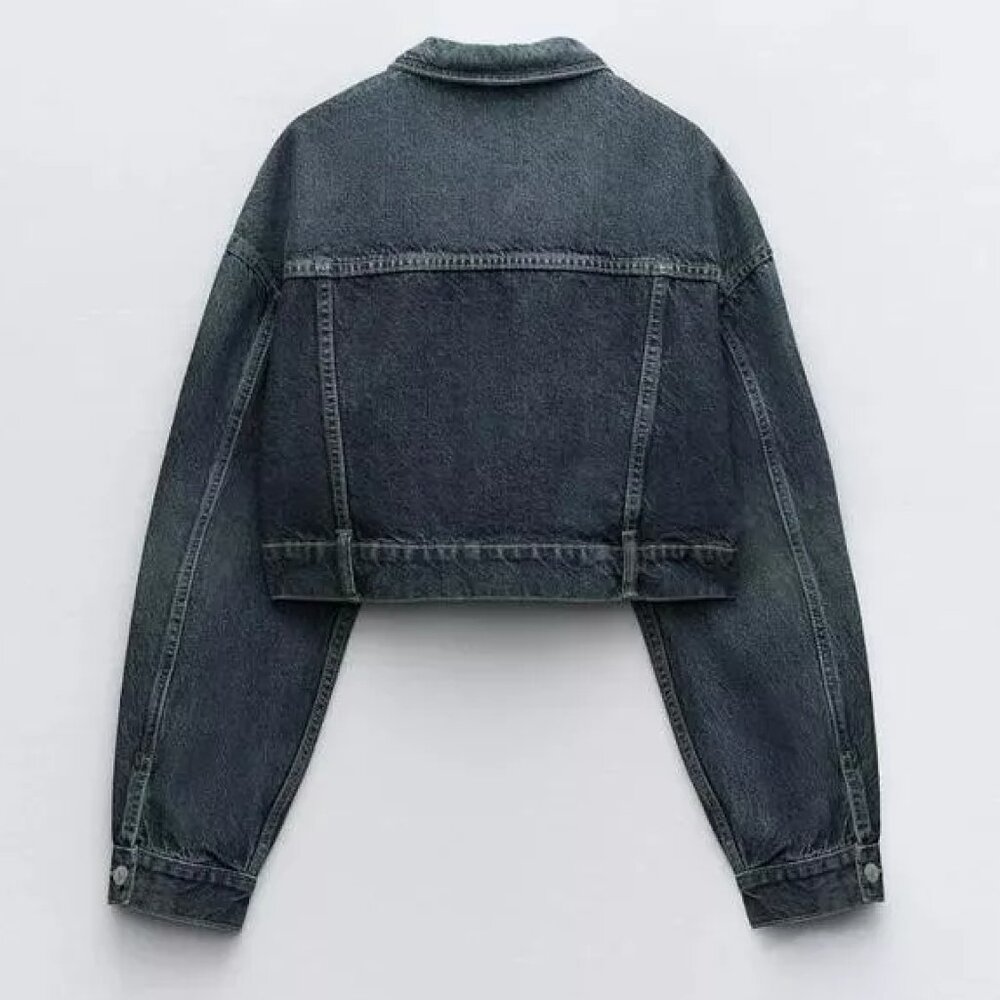 Zara Heart Denim Jacket Navy Blue NWT - Picture 11 of 12